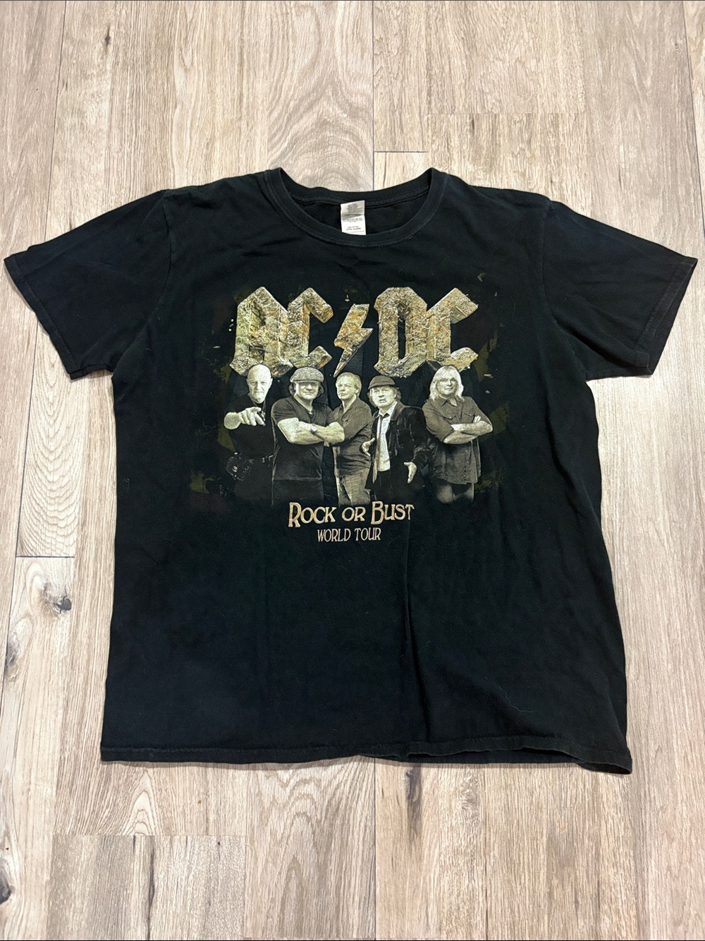 AC/DC Black Tee with Gold and Cream Tour Graphic